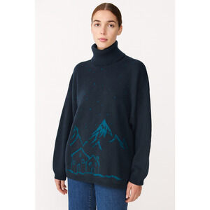Benetton VTG Italian Wool Sweater Women's Size L EU44 Snowy Mountains Cabincore